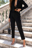 Chic Blazer & Tapered Pants Set in High-Quality Knit