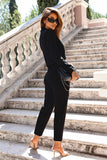 Chic Blazer & Tapered Pants Set in High-Quality Knit