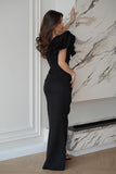 Elegant One Shoulder Dress with Feather Accents for Events