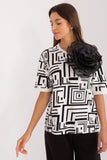 Elegant Everyday Blouse with Decorative Flower Brooch