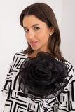 Elegant Everyday Blouse with Decorative Flower Brooch