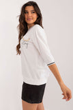 Chic Everyday Blouse with Decorative Print and Chain Accent