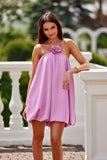 Elegant Bombshell Satin Dress with Neck Cord Detail
