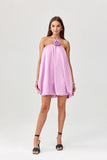 Elegant Bombshell Satin Dress with Neck Cord Detail
