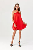 Elegant Bombshell Satin Dress with Neck Cord Detail