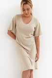 Chic Women's Melange Viscose-Linen Shirt with Wide Sleeves