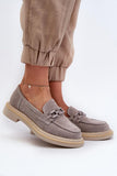 Fashionable Women's Suede Moccasins with Decorative Accent