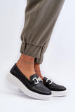 Elegant Leather Moccasins with Charming Front Ornament