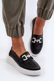 Elegant Leather Moccasins with Charming Front Ornament