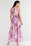Elegant Chiffon Dress with Adjustable Waist and Slit Detail