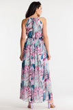 Elegant Long Chiffon Dress with Adjustable Waist and Slit