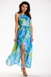 Elegant Chiffon Dress with Adjustable Waist and Slit Detail