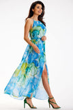 Elegant Chiffon Dress with Adjustable Waist and Slit Detail