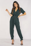 Stylish Jumpsuit with Classic Collar and Adjustable Straps