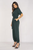 Stylish Jumpsuit with Classic Collar and Adjustable Straps