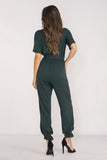 Stylish Jumpsuit with Classic Collar and Adjustable Straps