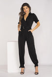 Stylish Summer Jumpsuit with Classic Collar and Pockets