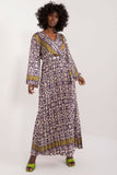 Colorful Print Maxi Dress with Elegant Envelope Neckline