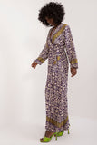 Colorful Print Maxi Dress with Elegant Envelope Neckline