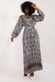 Colorful Print Maxi Dress with Elegant Envelope Neckline