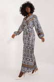 Colorful Print Maxi Dress with Elegant Envelope Neckline