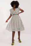 Pleated Summer Dress with Ruffle Sleeves and Waist Belt