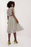 Pleated Summer Dress with Ruffle Sleeves and Waist Belt