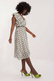 Pleated Summer Dress with Ruffle Sleeves and Waist Belt
