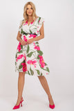 Pleated Summer Dress with Ruffle Sleeves and Waist Belt