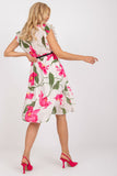 Pleated Summer Dress with Ruffle Sleeves and Waist Belt