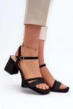 Eco Leather Women's Sandals with Post Heel and Adjustable Strap