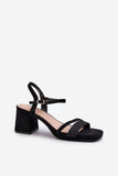 Eco Leather Women's Sandals with Post Heel and Adjustable Strap