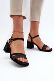 Eco Leather Women's Sandals with Post Heel and Adjustable Strap