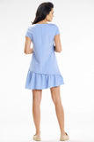Asymmetrical Ruffle Mini Trapeze Dress with Short Sleeves