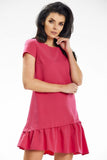 Asymmetrical Ruffle Mini Trapeze Dress with Short Sleeves