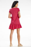 Asymmetrical Ruffle Mini Trapeze Dress with Short Sleeves