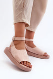 Stylish Eco-Suede Platform Sandals with Ankle Strap
