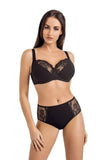 Elegant Floral Lace Soft Bra with Underwire in Black