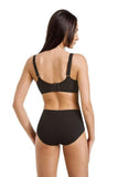 Elegant Floral Lace Soft Bra with Underwire in Black