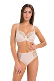 Elegant Floral Lace Soft Underwire Bra in Beige