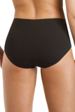 High-Waisted Lace-Trim Cotton Panties in Black