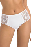High-Waisted Cotton Lace Panties in White