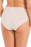 High-Waisted Lace-Trim Cotton Panties in Beige