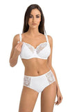 Cotton Nursing Bra with Lace and One-Handed Clip, White