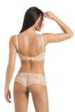 Beige High-Waisted Underwire Bra with Lace Detail