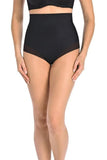 Seamless High-Waisted Black Panties with Mesh Detail