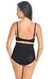 Seamless High-Waisted Black Panties with Mesh Detail