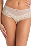 Elegant Beige Mesh Women's Panties with Floral Lace