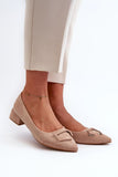 Elegant Eco-Suede Pumps with Pointed Toe and Unique Ornament