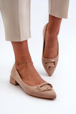 Elegant Eco-Suede Pumps with Pointed Toe and Unique Ornament